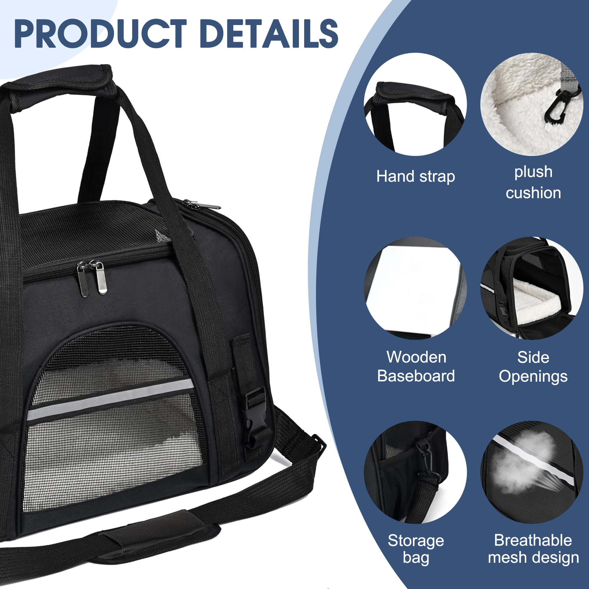 Pet Carrier, Cat Carrier, Cat Cage, Portable Pet Carriers Travel Bag, Folding Pet Cage with Removable Washable Soft Mat