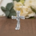thumbnail image 5 of Natalia Drake 1 Cttw Diamond Curved Cross Necklace for Women in Rhodium Plated Brass, 5 of 6