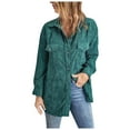 thumbnail image 2 of Qetyuw Corduroy Jacket for Women Solid Long Sleeve Cardigans Coat Button Down Lapel Casual Loose Fit Jackets, 2 of 6