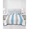thumbnail image 3 of Quilts Full Size, Blue Grey Stripe Soft Comforter Bedding Set for Bed, Modern Farmhouse Vertical Striped Lightweight Quilted Bedspread with Pillow Cover(2 Pieces) for All Season, 78x90 Inch, 3 of 6
