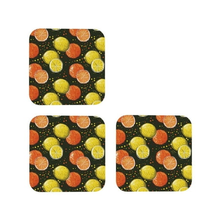 

Tideii Orange Lemon for Leather Coasters 4 Pieces Anti-fouling and Anti-scalding Decorative Coasters Suitable for Restaurants Kitchens Coffee Shops-Square