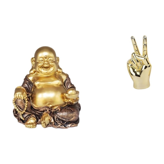 Escultura de Buda Maitreya con gesto de , adorno de mesa creativo budista Feng Shui, estatua de Buda sonriente para el hogar, sala de estar, anive