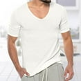 thumbnail image 4 of Big and Tall Shirts for Men Summer Thin V Neck Solid Color Sweater Summer Short Sleeve Knit T Shirt Top Mens Set Workout Shirts Stretchy for Men Shirt Mens Medium T V Neck 3xlt Big 2XL, 4 of 7