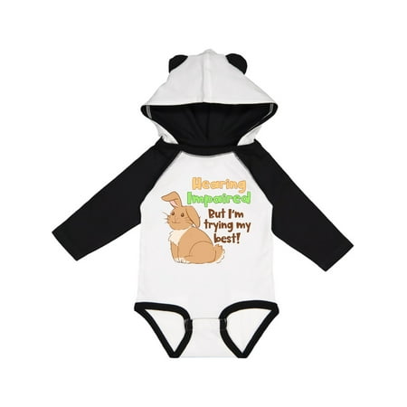 

Inktastic Hearing Impaired but I m Trying my Best Cute Brown Bunny Gift Baby Boy or Baby Girl Long Sleeve Bodysuit