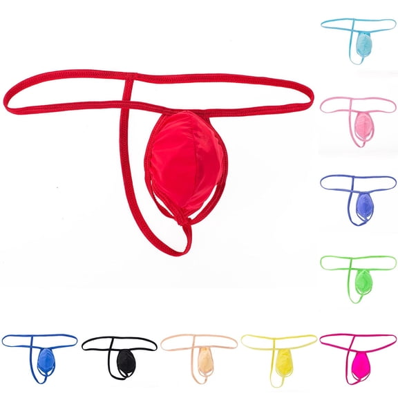Fjofpr Mens Thong Underwear G String Solid Color Men's Thin Thong Men's Comfortable Body Breathable Underwear Briefs Yellow Free Size