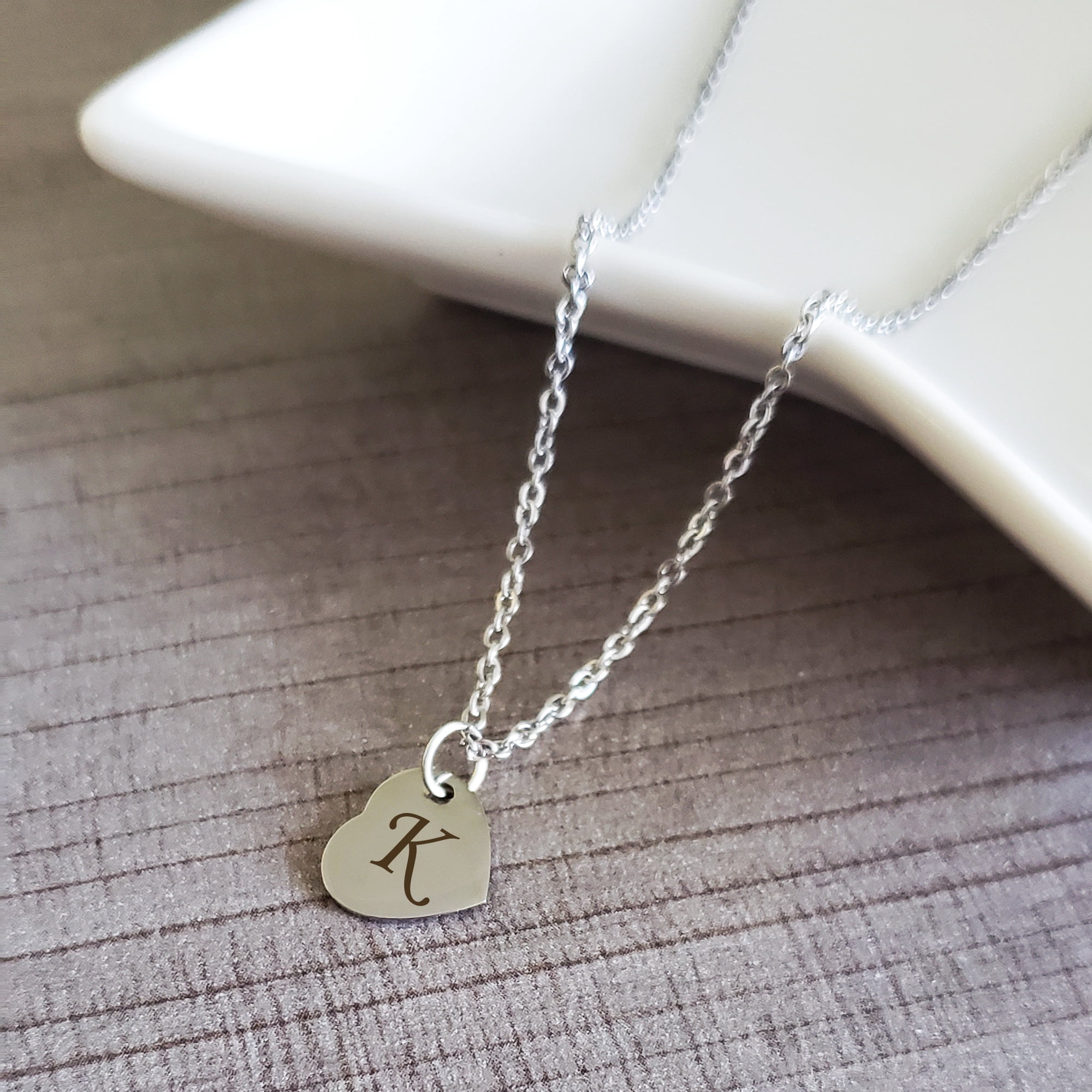 Personalized Mother's Day Gift for Mom Girlfriend Women's Mini Heart Charm Gift for Wife Fiancee Pendant Custom Made Engravable Name Necklace Jewelry Free Gift Box Ship Next Day