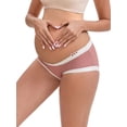 thumbnail image 4 of INSPIRE CHIC Women's Ice Silk Ribbed V-Shaped Low Rise Maternity Briefs Color Patchwork Pregnancy Panties 2 Packs M 1 Light Brown 1 Brown, 4 of 4