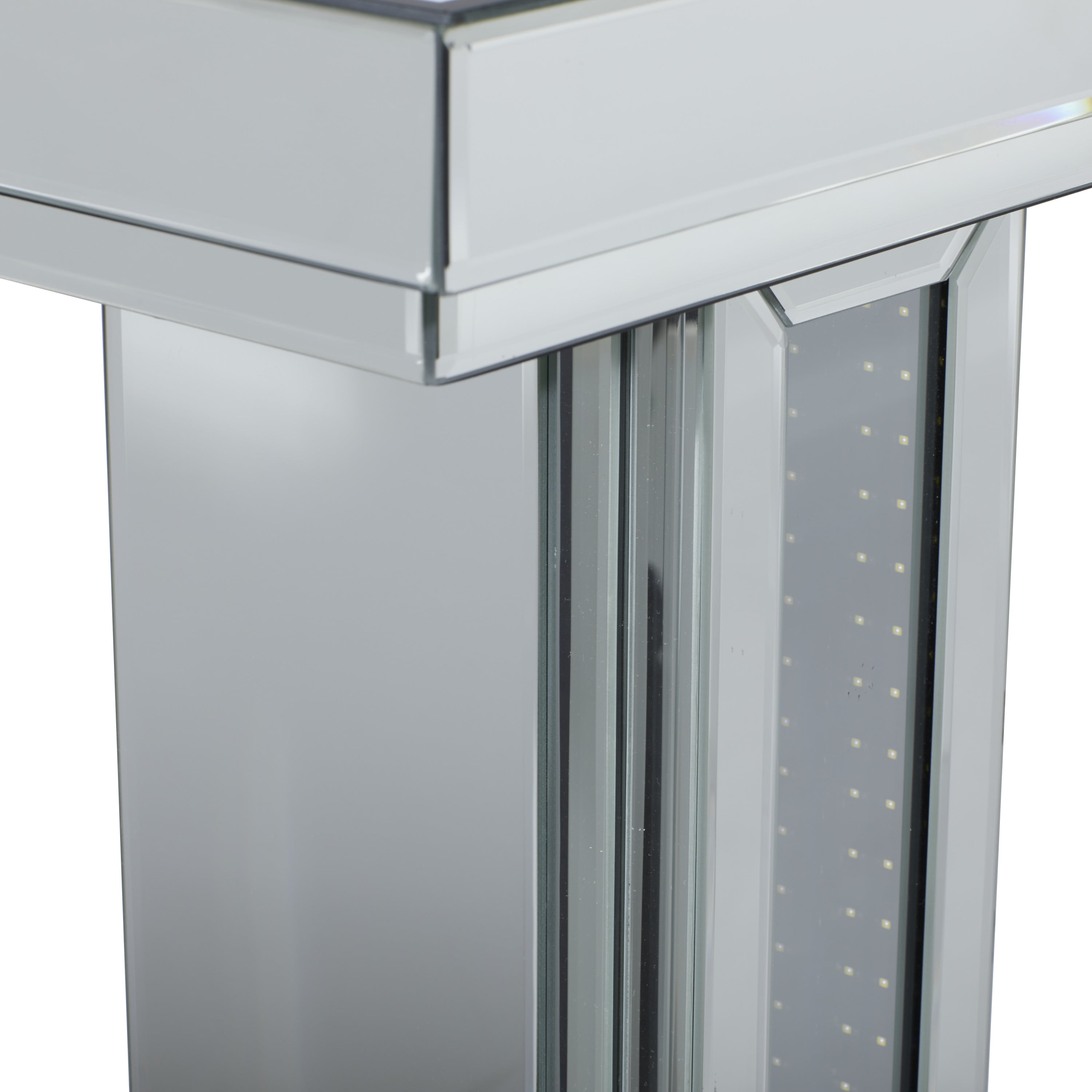 DecMode 48" x 32" Silver Wood Mirrored Console Table, 1-Piece
