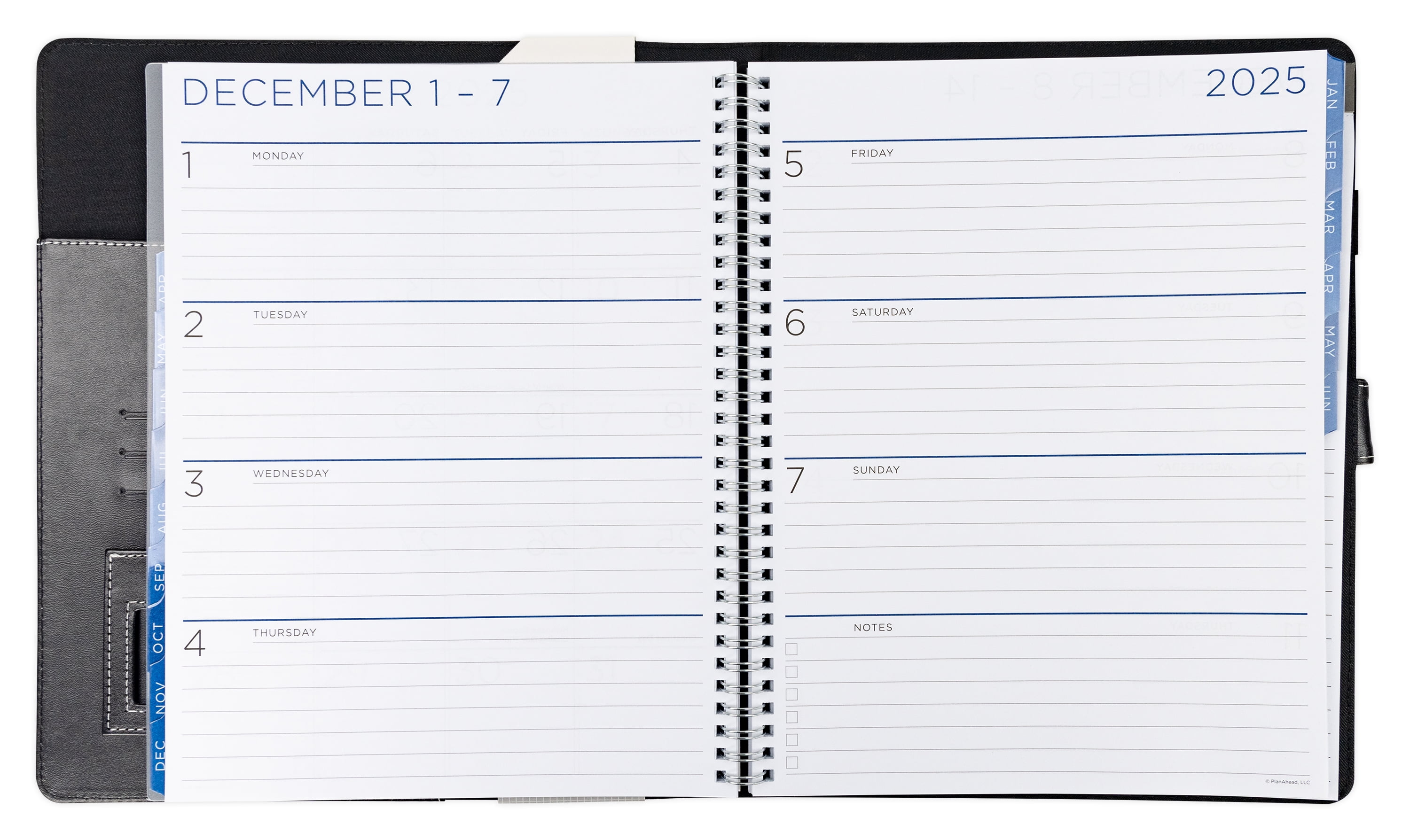 See it Bigger Monthly Weekly Padfolio Planner (10″ x 6″) Large Black, 15 month, Apr 2025-Jun 2026