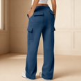 thumbnail image 4 of ohmzyzo Womens Cargo Sweatpants Wide Leg Sweat Pants Elastic Waisted Drawstring Trousers Casual Athletic Fall Winter Clothes, 4 of 9