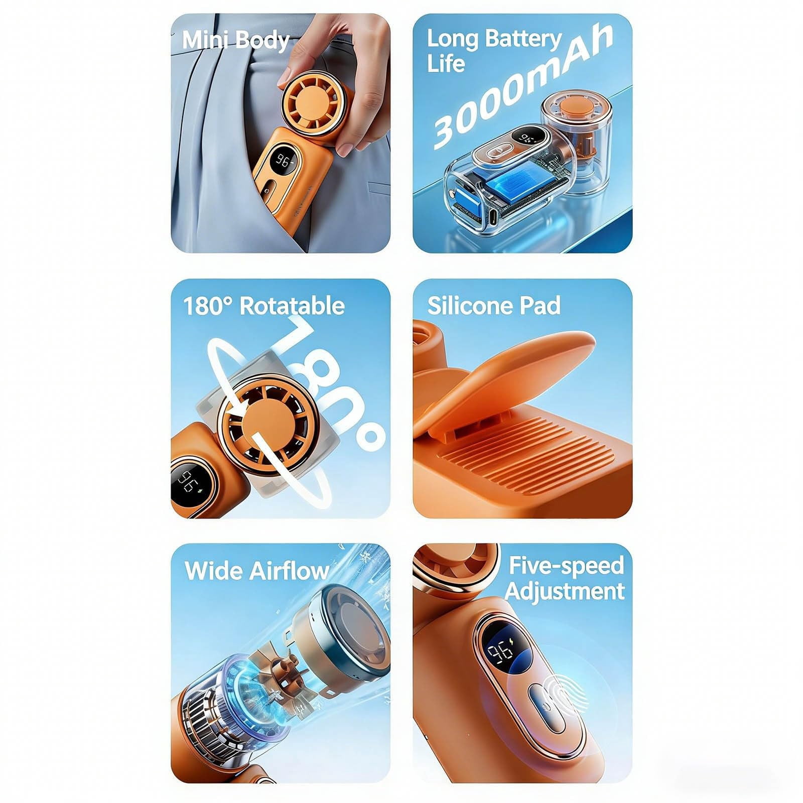 Mini Portable Handheld Clip Fan,360° Rotating Clip for Stroller Desk Makeup Travel