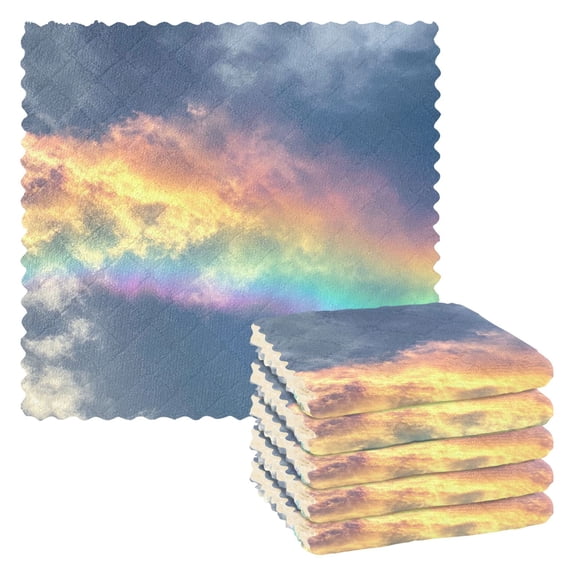 6 Pieces of Kitchen Towels 11x11Inch Kitchen Dish Cloths Kitchen Dish Towels Reuseable Cleaning Cloths Colorful Rainbow