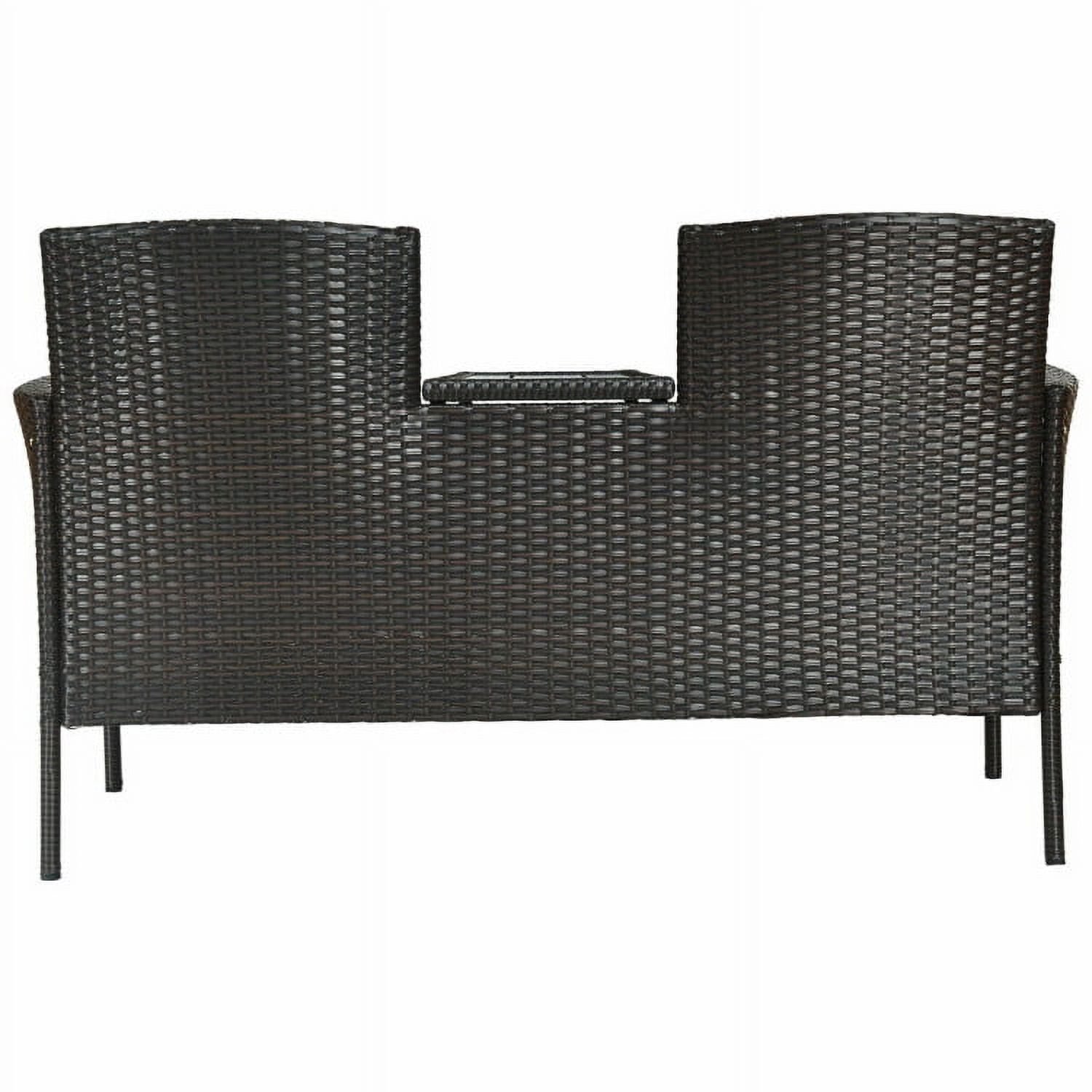 Aimee Lii Modern Patio Conversation Set with Built-in Coffee Table and Cushions, Balcony Chair, A-Red