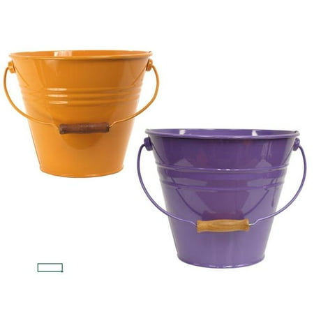 

5202E SAFF-V S-2 Enameled Galvanized Steel Recycling Bin-Storage Container Saffron & Violet - Set of 2