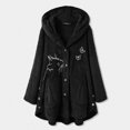 thumbnail image 2 of Oversized Cardigans Women Hooded Button Tops Printed Wool Loose Jacket Plush Lightweight Outwear Coats, 2 of 7