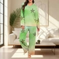 thumbnail image 6 of qelini Plus Size Pajama Sets for Women Cute Print V Neck Long Sleeve Shirt and Pant Sleepwear Soft Cozy Loungewear, 6 of 7