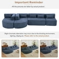 thumbnail image 6 of 144" Oversized Couch, Modular Sectional Sofa with 2 Chaise Lounge and 5 Pillows, Modern Curved Sofa Set, Free-combined Sofa Couch for Living Room, Blue, 6 of 9