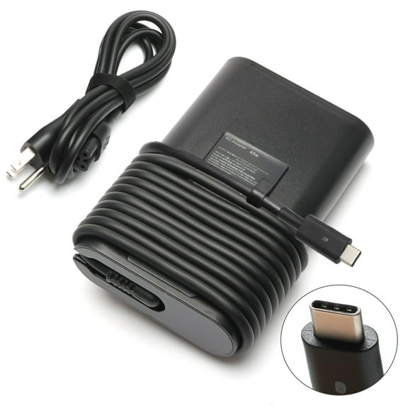 New Dell Laptop Charger 45W USB Type C (USB-C) AC Power Adapter Power Cord for Dell XPS 13 9365 9370 9380