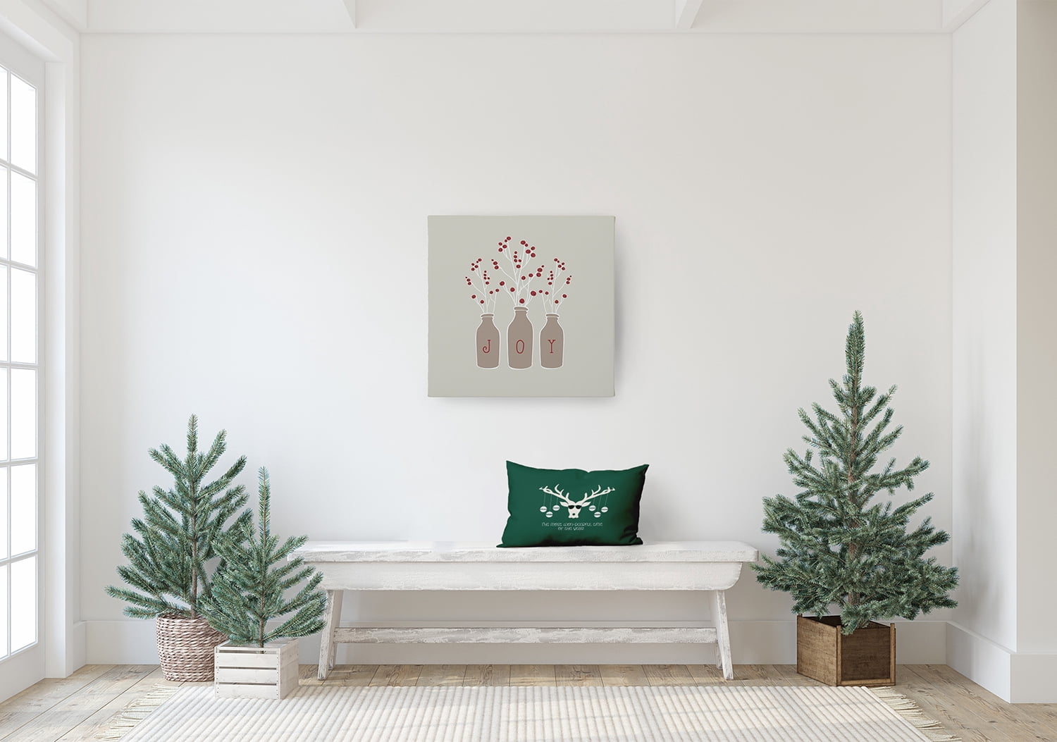 20" x 14" Simply Daisy Cool Christmas Deer Polyester Accent Pillow, Forest Green Qty 1