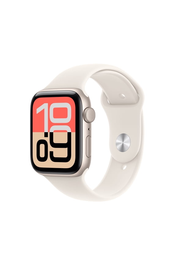 Open Box Apple Watch SE 3 [GPS 44mm] Smartwatch with Starlight Aluminum Case with Starlight Sport Band - M/L