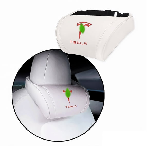 CoolKo Car Headrest Neck Pillow Support Memory Foam Ergonomic Design Accessory for Driving Seat Fatigue Relief Compatible with Tesla Model S X 3 Y & Cybertruck - 1 Piece