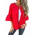 thumbnail image 1 of Veste Cardigan Ajustée à Manches 3/4 Évasées Ouverte Élégante et Décontractée pour Femmes, 1 of 8