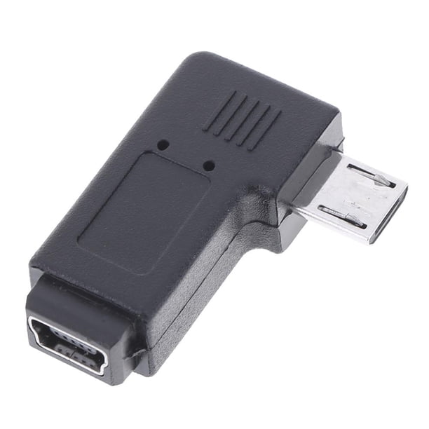 Conector adaptador de transferencia de datos Mini USB hembra a Micro USB macho de 90 grados Likrtyny