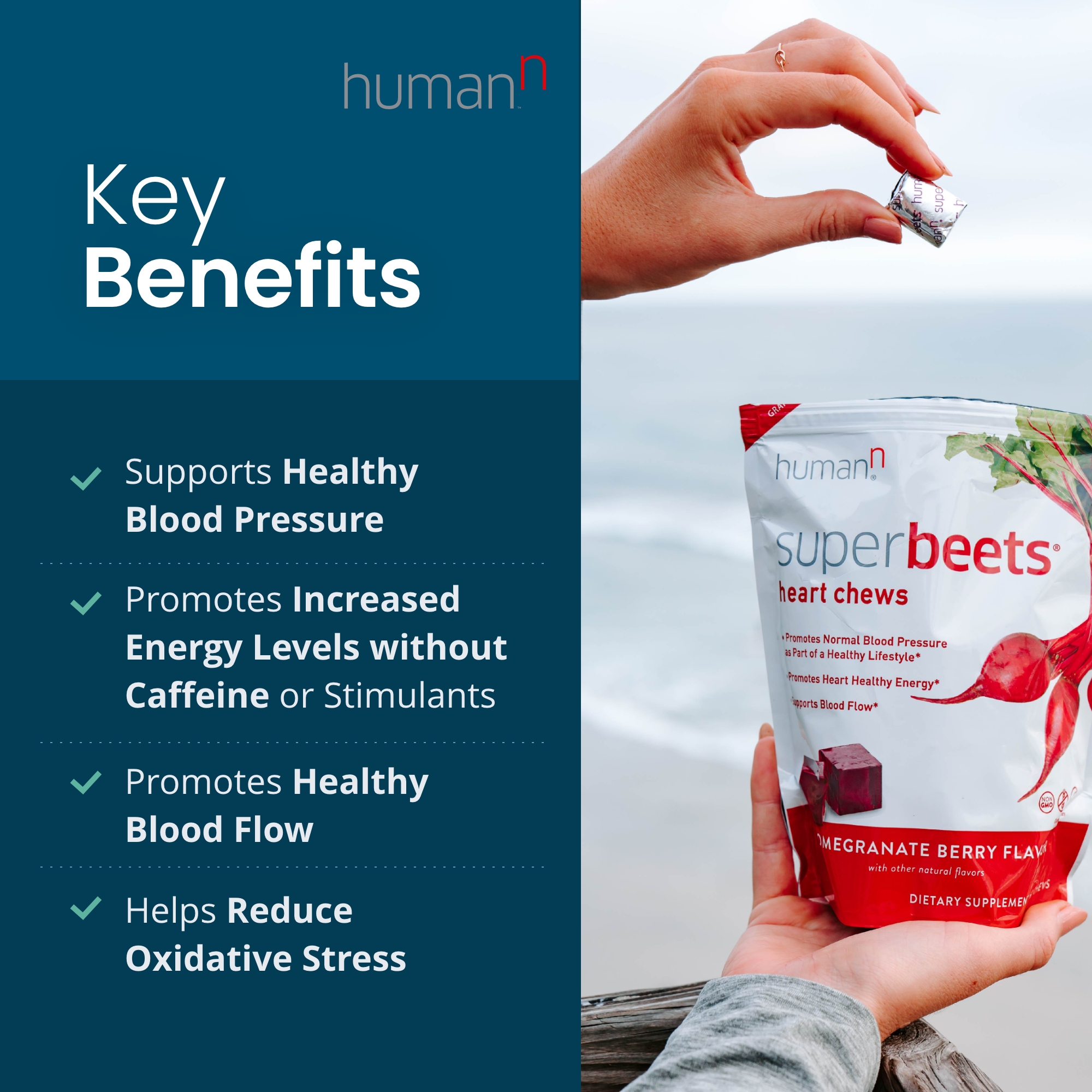 HumanN SuperBeets Heart Chews Daily Blood Pressure Support for Circulation - 60 Count - image 2 of 10