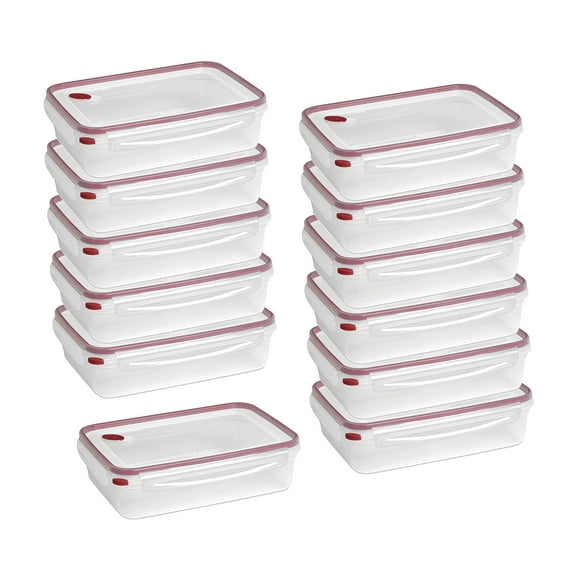Sterilite 16 Cup Rectangle UltraSeal Food Storage Container, Red (12-Pack)