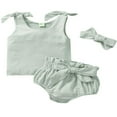 thumbnail image 1 of Ensemble pour Bébé Fille : Camisole Sans Manches à Nouer, Bloomer et Bandeau, 1 of 6