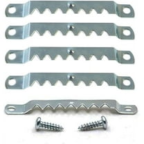 20 Pack - Large Sawtooth Hangers With Screws. Made of nickel plated steel. Includes 20 pieces 3/8 x 6 gauge Phillips pan head screws.