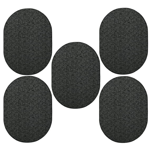 Furnish My Place Modern Indoor/Outdoor Commercial Black Rug, Modern Area Rug, Baby Nursery Mat, Pet-Friendly Carpet for Living Room, Playroom, Made in USA, 1.5' x 2.25' Oval - Set of 5
