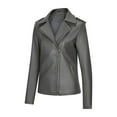thumbnail image 5 of IROINNID Women's Faux Leather Jacket Long Sleeve Notch Lapel Casual Short Biker Moto Jacket,Gray, 5 of 5
