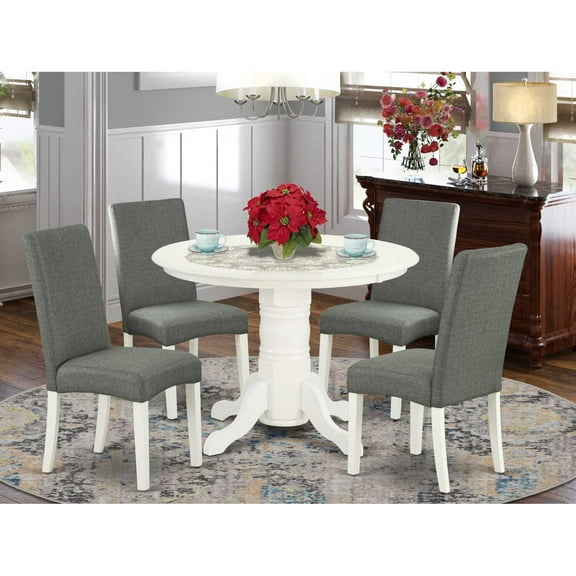 East West Furniture Dining Room Set Linen White, SHDR5-LWH-07