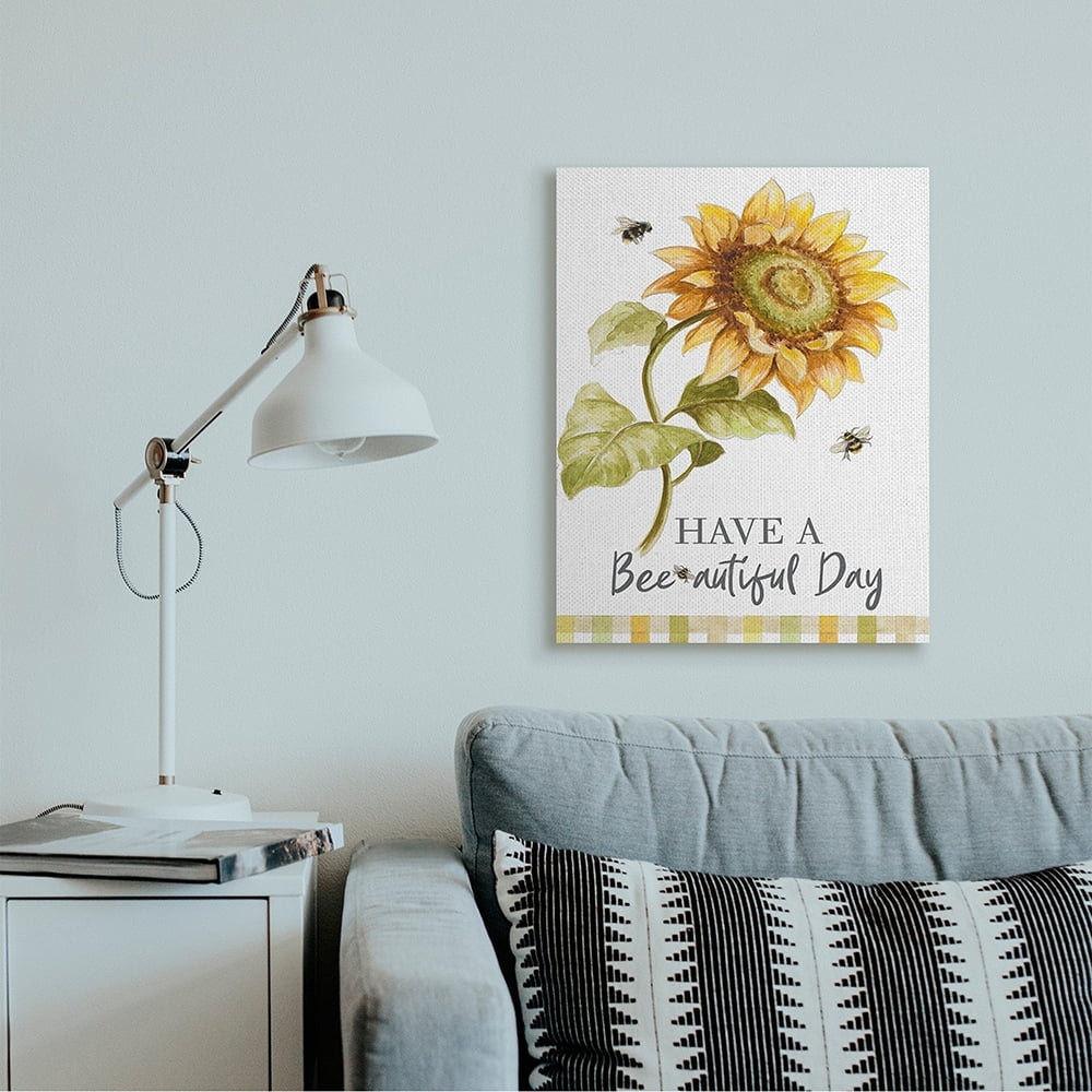 Stupell Industries Have a Beautiful Day Country Bee Pun Sunflower Canvas Wall Art by Patricia Pinto