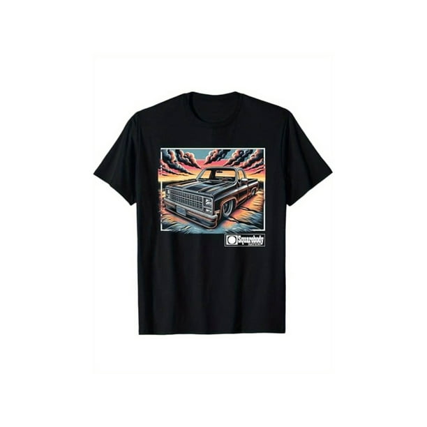 100% Cotton Squarebody Life Sunset T-Shirt, S-XXXL, Black, Classic Square body, Gift for Men Dad Mom Friends