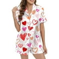 thumbnail image 3 of KKBOTIVE Womens Valentines Day Pajama Set Heart Print Short Sleeve Tops and Shorts 2 Piece Outfits Sleepwear Womens Fashion Night Wear ( White-13 Size: XXL ), 3 of 6