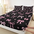 thumbnail image 4 of Manfei Pink Bow Bed Sheets For Girls,Dreamy Princess Style King Sheets For Kids,4pcs, 4 of 6