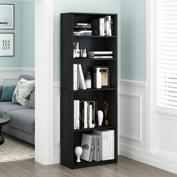 Furinno JAYA Simply Home 5-Shelf Bookcase, Adjustable Shelves, Multiple Colors