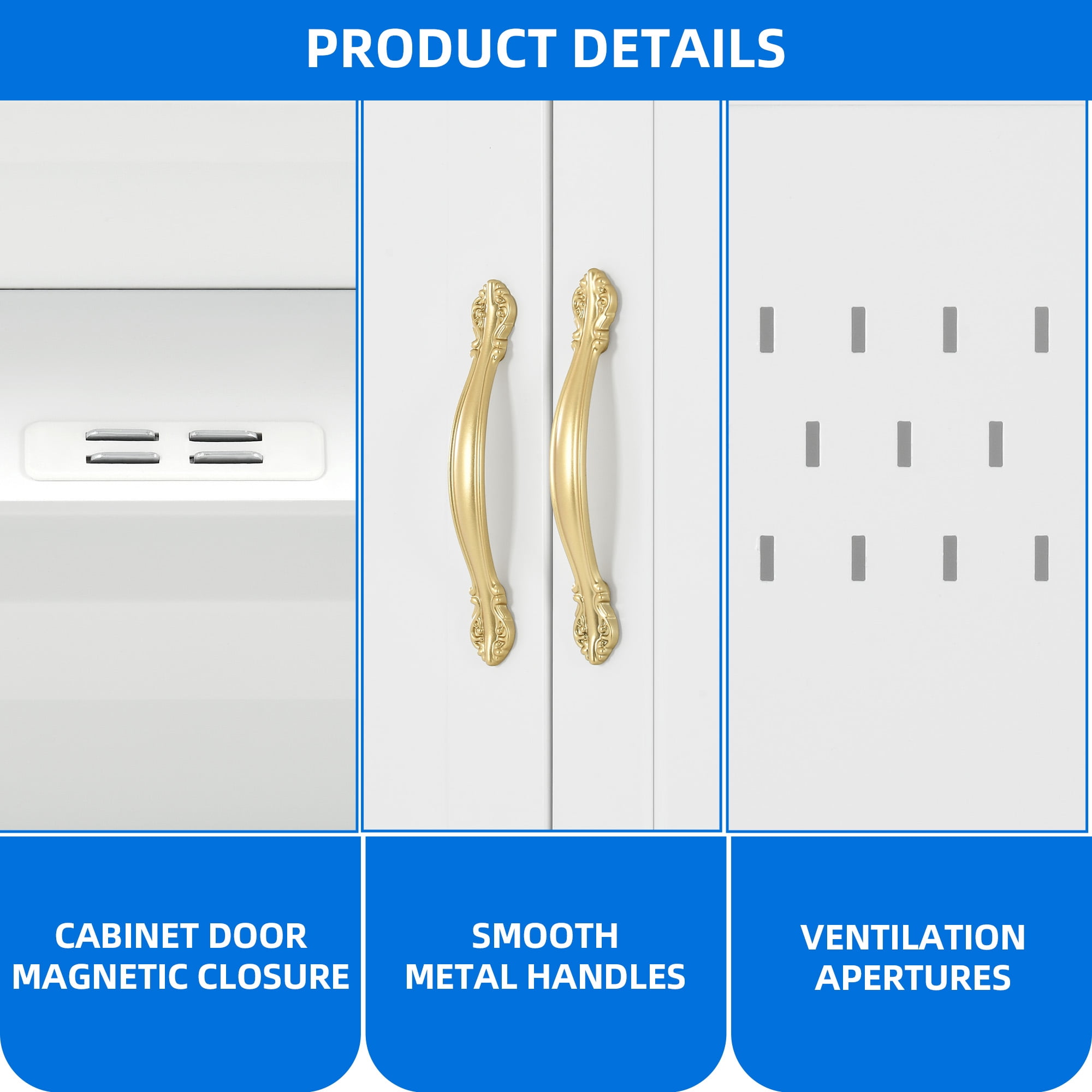 DEXTRUS 70.9"H Pantry Cabinet with Doors & Drawer, Metal Kitchen Storage Cabinet, White