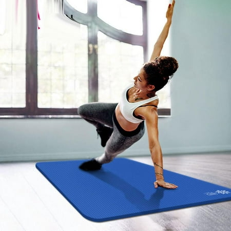 Home Yoga Mat 10mm Non Slip Fitness Pilates Exercise Pad Work Out Mats 183 x 66cm Dark Blue