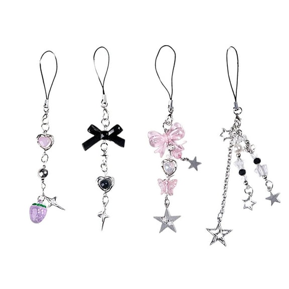 COOLHOOD 4 Units Stylish Phone Pendant Cool Card Chain Phone Charm Set Sweet Bag Pendant Cool Phone Chain Suitable for Bag Phone