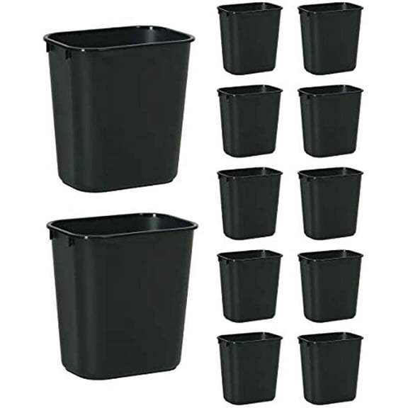 Rubbermaid Commercial Products FG295500BLA Plastic Resin Deskside Wastebasket, 3.5 Gallon/13 Quart, Black (Pack of 12)