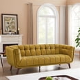 thumbnail image 3 of Alosio Mid-Century Modern Chesterfield Tufted Back Gold Velvet Living Room Sofa, 3 of 7