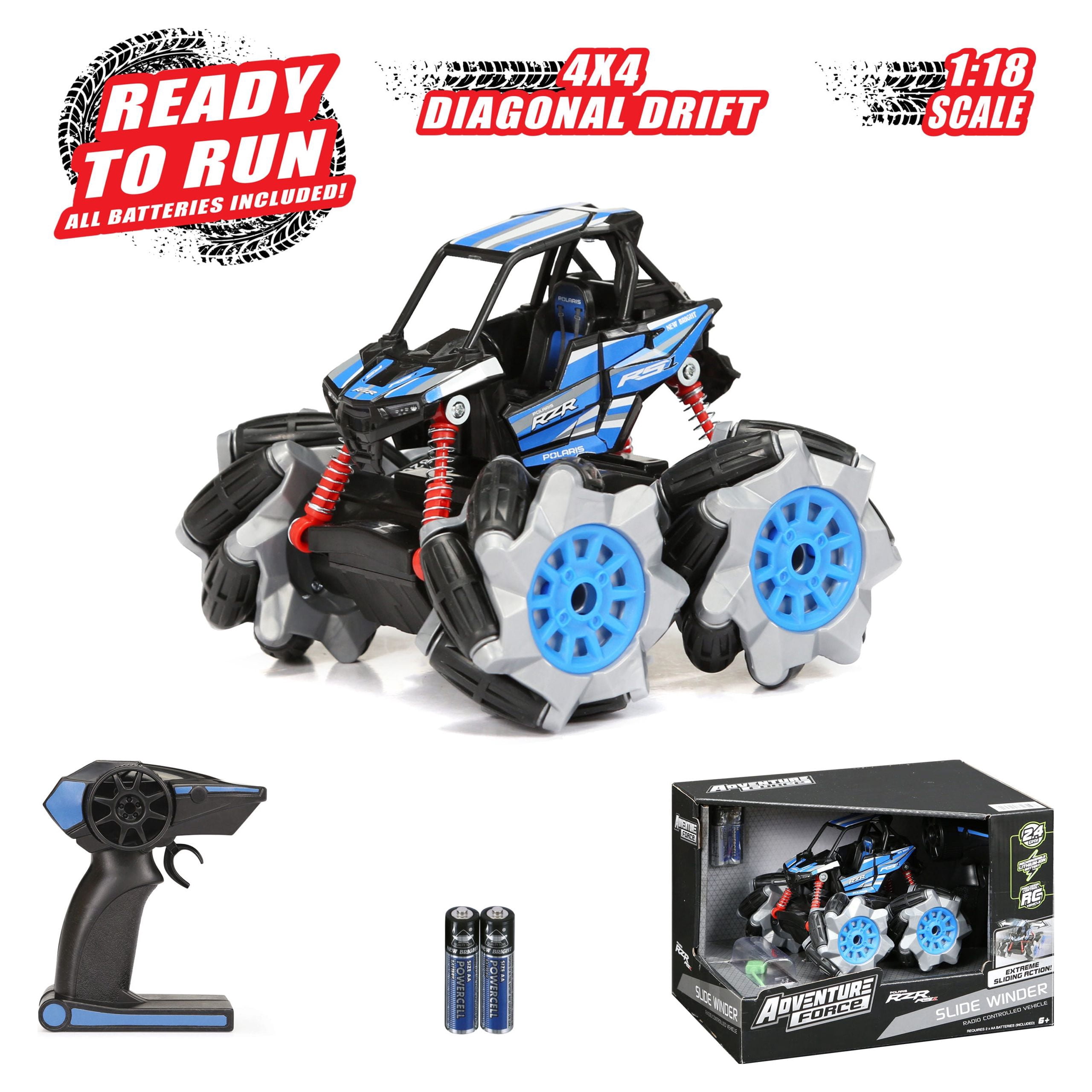 Adventure Force (1:18) Polaris Slide Winder Battery Radio Control 4x4 Blue ATV, 61820U-1SK Child