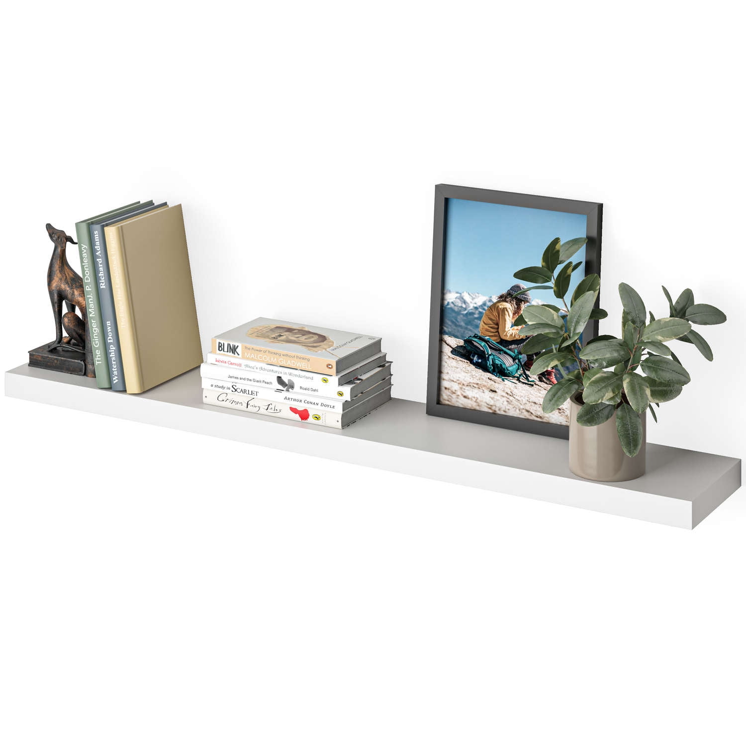 Ballucci 48" Floating Shelf, Wood Wall Mount Shelf with Invisible Bracket, 8" Deep, White