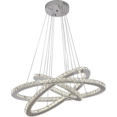 

JSTCL LED Crystal Chandeliers Ceiling Lighting Fixture Brightness Adjustable Stainless Steel Pendant Light (W31.49 *D20 inch)