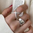 thumbnail image 1 of Anillo de Plata para Mujer Ins Fashion Hollow Line Geometric Ring Jewelry Decoration, 1 of 7