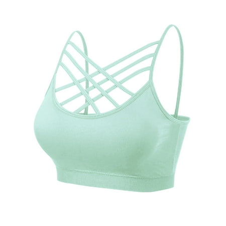

Made by Olivia Women s Front Triple Criss-Cross Bralette Seamless Sport Bra with Removable Pads