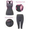 Women Athletic Gym Yoga Clothes Running Fitness Racerback Tank + Mid-Calf Shorts Sport Suits WCYE